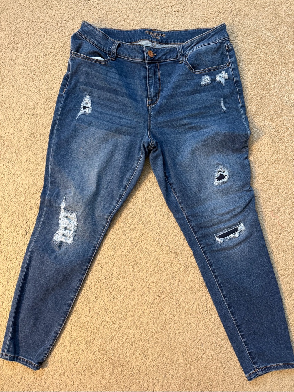 Maurices Dark Blue Skinny Distressed Jeans